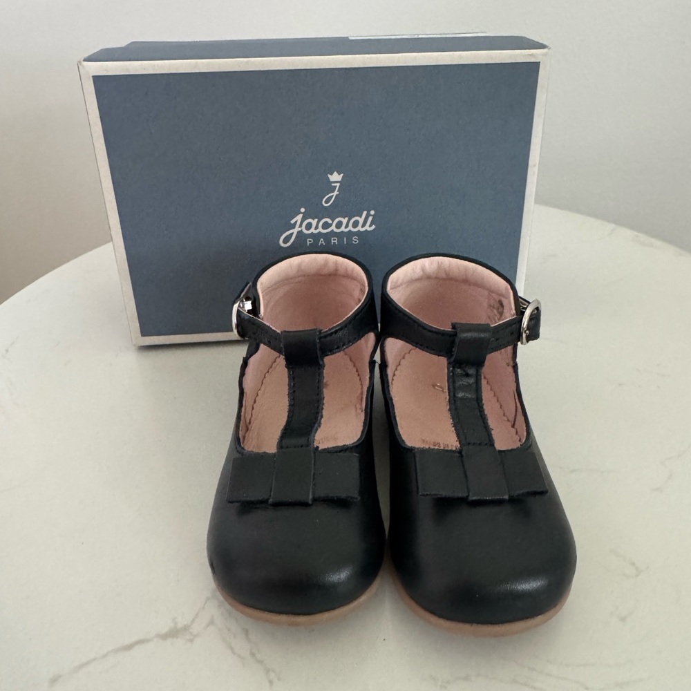 Jacadi Baby Girl Navy Dress Shoes T-Strap Leather